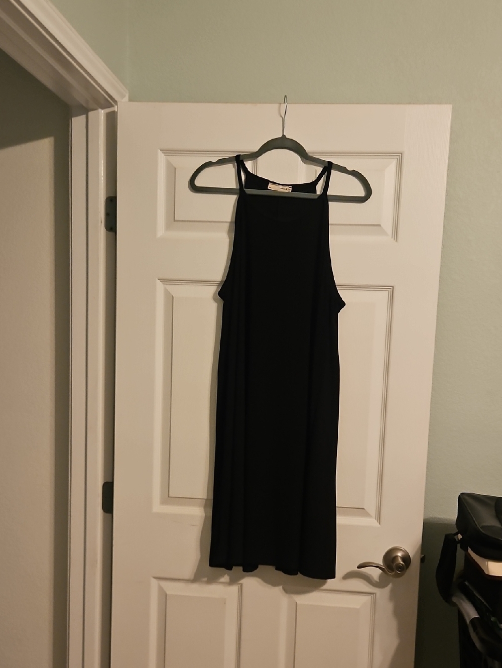 Forever Rose Black Midi High-Neck Slip Dress